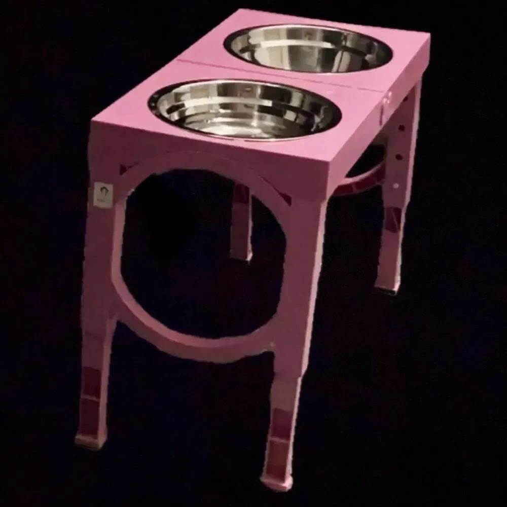 Pink Elevated Stainless Steel Dog Food Bowls